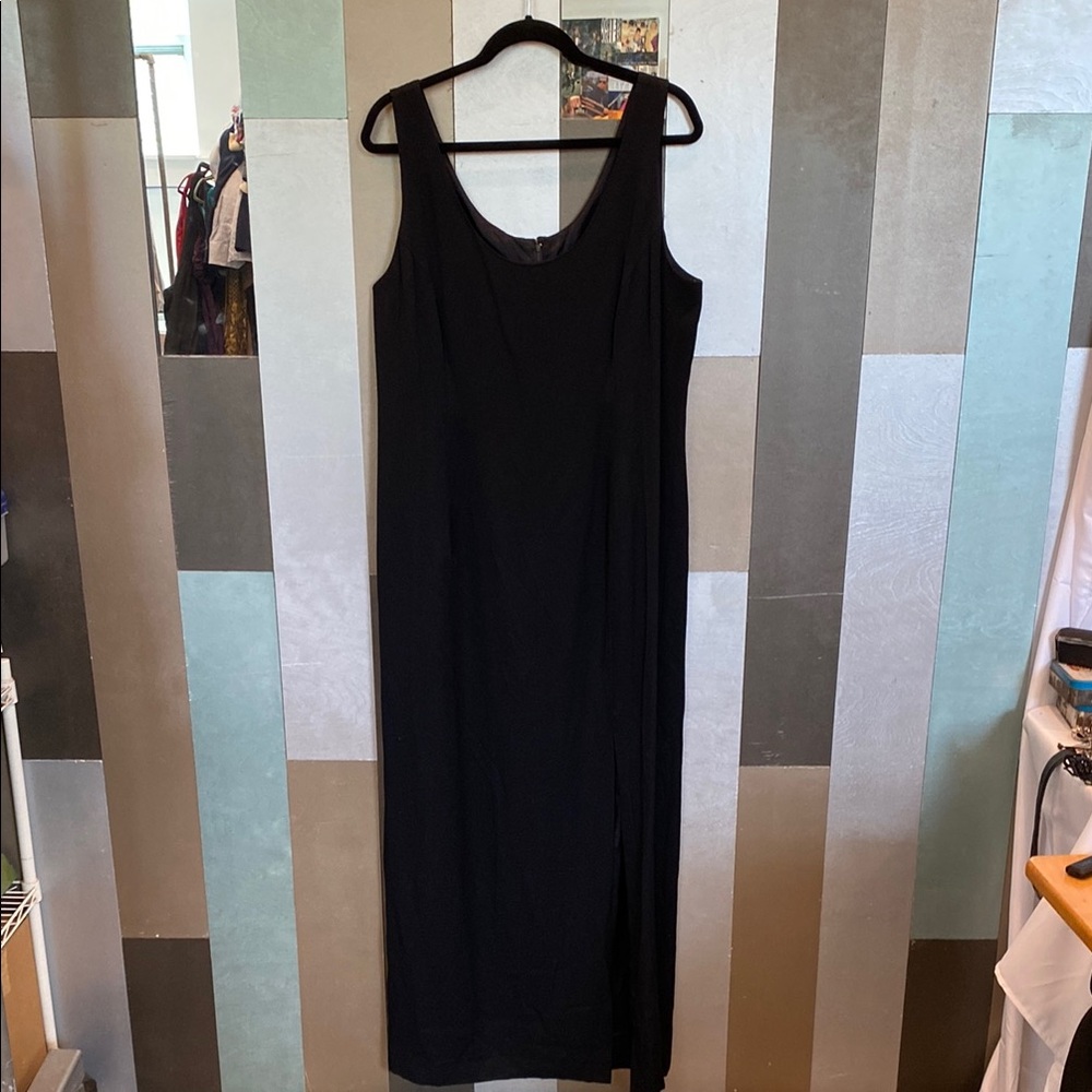 Vintage 90s Elegant Black Sleeveless Maxi Dress Formal Gown by Huey Waltzer